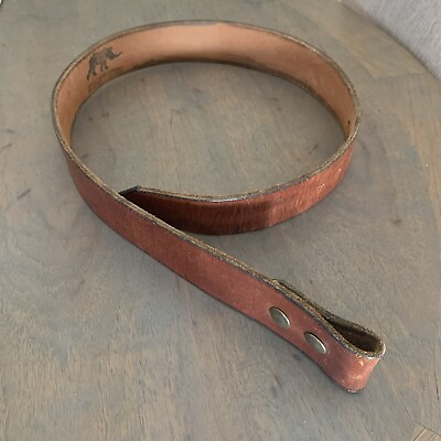 #ad Leather Rustic Casual Belt No Buckle 1 3 4 Inch Wide Handmade Brown 32”