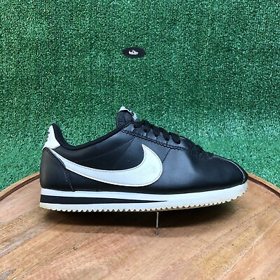 #ad Nike Womens Classic Cortez Black White Leather Shoes Sneakers 807471 010 Size 7
