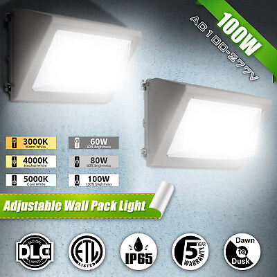 #ad 2Pack Commercial LED Wall Pack Light 100W 3000K 5000K Security Flood Wall Lights