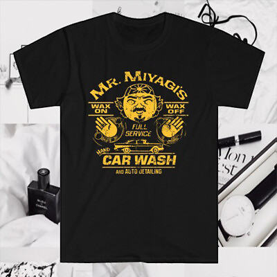 #ad Karate Kid Mr Miyagi#x27;s Car Wash Wax On Wax Off Men#x27;s Black T Shirt Size S to 5XL $22.94