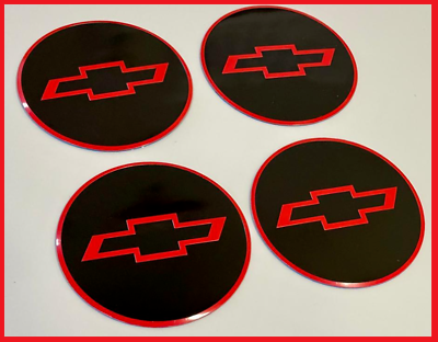 #ad 4pcs CHEVY Emblem Badge RALLY WHEEL CENTER HUB CAPS#x27; LOGO STICKERS RED BLACK