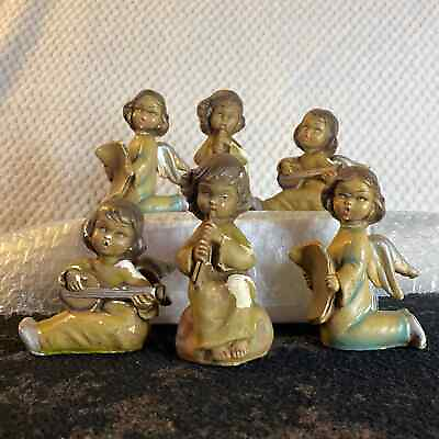 #ad Vintage Made in Italy Italian Cherubs Angel Musician Ornaments wood USED