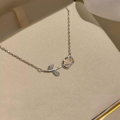 #ad Fashion 925 Silver Love Tulip Crystal Pendant Necklace Women Wedding Jewelry New