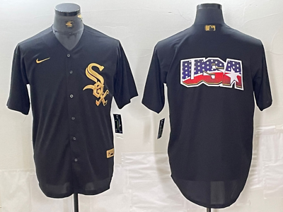 #ad Men’s Chicago White Sox Black Gold 4th Generation Jersey