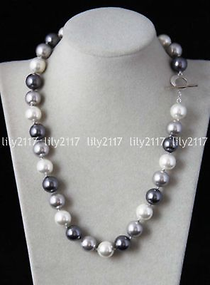 #ad 8 10 12mm Multi Color South Sea Shell Pearl Round Beads Necklaces 18quot;