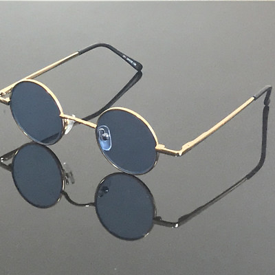 #ad Vintage small Round 38mm Gold Reading Sunglasses Retro Glasses 100 125 150 3
