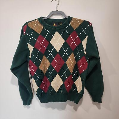 #ad 1990s Vintage Argyle Sweater Liz Sport 99% Cotton Size Small