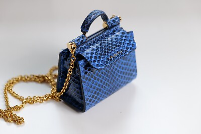 #ad Dolce amp; Gabbana Blue Python Logo MICRO Crossbody Purse Bag RRP $1300