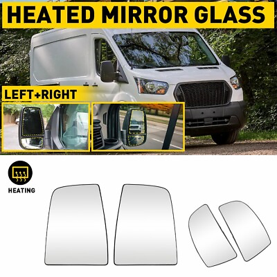 #ad 4X Driver amp; Passenger Side Mirror Glass Heated For 2015 2022 Ford Transit 350