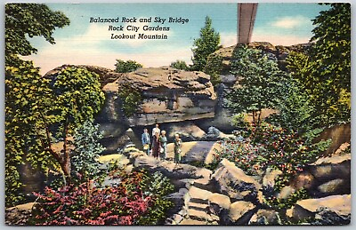 #ad Vtg Balanced Rock amp; Sky Bridge Rock City Gardens Lookout Mountain TN Postcard