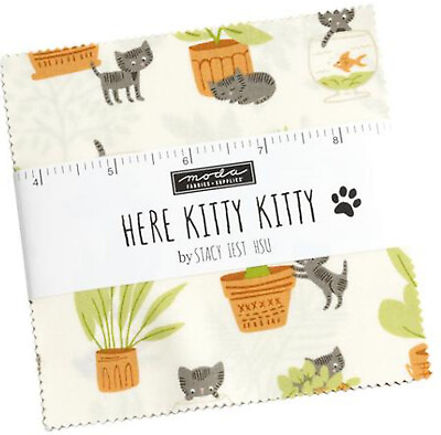#ad Here Kitty Kitty Moda Charm Pack 42 100% Cotton 5quot; Precut Quilt Squares