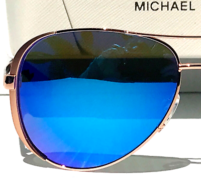 #ad NEW Michael Kors Chelsea Rose Gold Aviator Blue Mirror Women#x27;s Sunglass MK5004