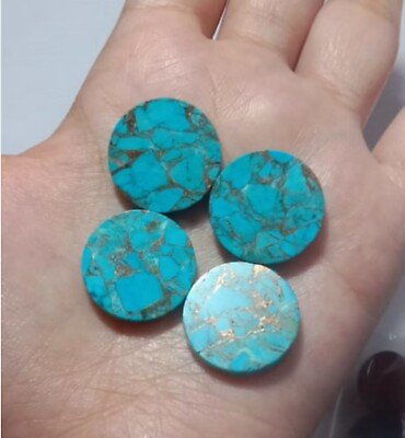 #ad Natural Blue Copper turquoise Flat Round Cabochon Coin loose gemstone 6mm 20mm