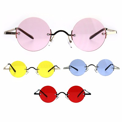 #ad Hippie Groove Round Circle Rimless Lens Color Sunglasses