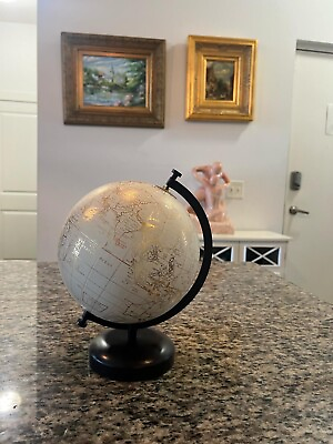 #ad Designer#x27;s White Gold Globe Earth World Map White Ocean Globe MAP Black metal b