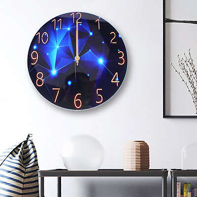 #ad 12inch Blue Wall Clock Silent And Large Wall Clocks for Living Room or Office