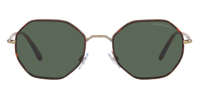 #ad Giorgio Armani Men Sunglasses Brushed Pale Gold Red Havana Frame Dark Green Lens