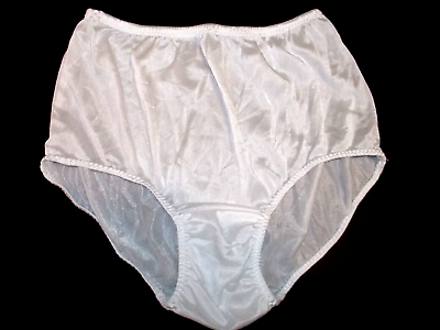 #ad Granny High Waisted Double Nylon Gusset Panty Silky VTG Style White Brief M