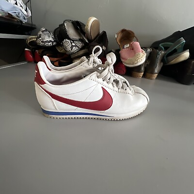 #ad Nike Classic Cortez Sneakers Womens Sz 6 Forrest Gump White Red Women Shoe