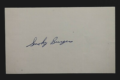 #ad Smoky Burgess d.1991 Cubs Phillies Reds Autographed Signed 3x5 Index Card