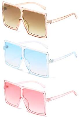 #ad ENSARJOE Square Oversized Sunglasses for Women Men Flat Top Fashion Shades