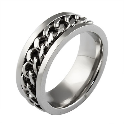#ad Titanium Stainless Steel Chain Spinner Men Ring Band Wedding Gift Size 7 15