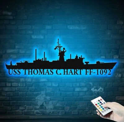 #ad Custom US Navy Ships Metal Sign LED Lights Personalized Gift for Navy Veterans