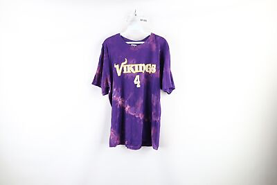 #ad Vintage Mens Large Acid Wash Brett Favre Minnesota Vikings Football T Shirt