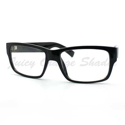 #ad Mens Fashion Eyeglasses Classic Black Rectangular Clear Lens Frame