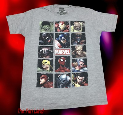 #ad New Marvel Group Head Shots Box Classic Vintage Mens T Shirt