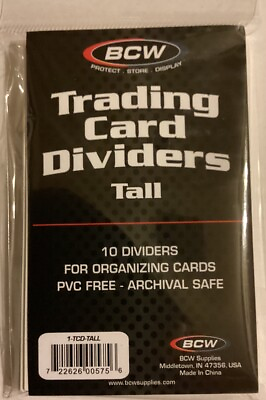 #ad 10 BCW Tall Trading Card Dividers New Unopened With Tracking