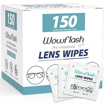 #ad 150 Count Lens Wipes for Eyeglasses Eyeglass Lens Cleaning Wipes Pre moistene...