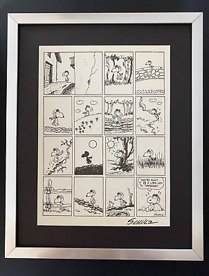 #ad CHARLES SCHULZ Signed Vintage 1968 Peanuts SNOOPY Cartoon New Frame