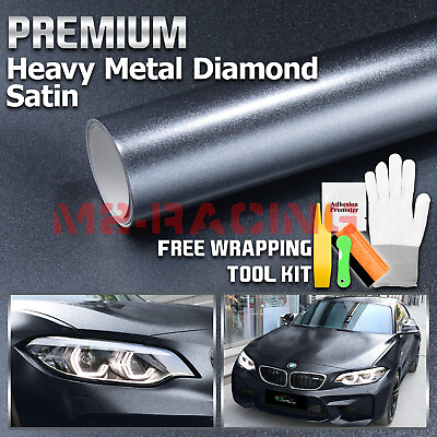 #ad Heavy Metal Diamond Satin Charcoal Gray Car Vinyl Wrap Sticker Decal Sheet Film $285.00