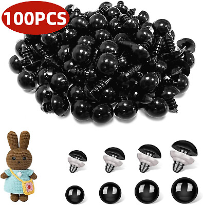 #ad 100Pcs 5 20mm Plastic Safety Eyes For Teddy Bear Doll Toy Animal Craft DIY Kit
