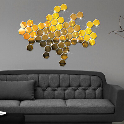#ad 5 1Pcs Wall Stickers 3D Mirror Hexagon Vinyl Removable Decal Home Decor Art DIY