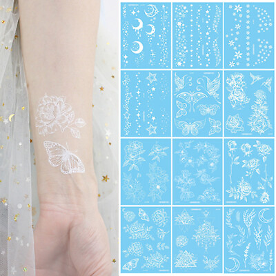 #ad White Tattoo Stickers Face Stickers Arm Stickers Body Art Collarbone Stickers❉