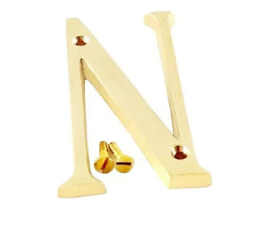 #ad @ 4 Inch Alphabet #x27;N#x27; brass Letter Design House Door With 2 Screws