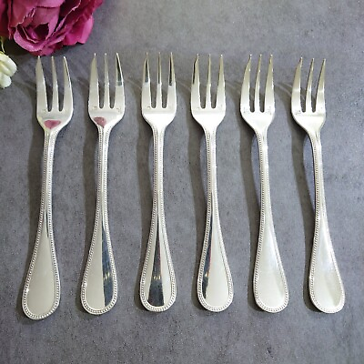 #ad Christofle Perles 6pcs Silverplate Flatware Cake Fork Excellent