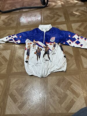 #ad 1992 Tyvek Kelloggs USA Olympic NBA Dream Team Basketball Jacket Youth 26 28