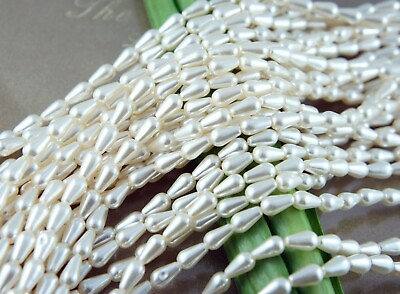 #ad 20 strands 1600 beads 6x10mm Cream Color Imitation Acrylic Tear Drop Pearl bead
