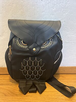 #ad Fashion Women Owl Leather Backpack Embossed Zipper School Bag Daypacks Bookbag b