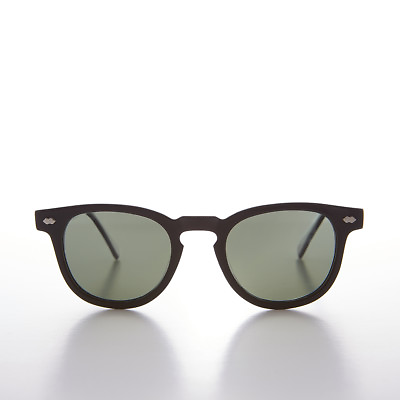 #ad Matte Black James Dean Style Sunglasses Polarized Green Lens 48mm Benson $28.80