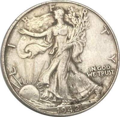 #ad 1942 D Silver Walking Liberty Half Dollar Grading VF XF 90% Silver