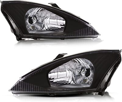 #ad Black Fits 2000 2004 Ford Focus Headlights Head Lamps LeftRight Pair 00 04 $185.00
