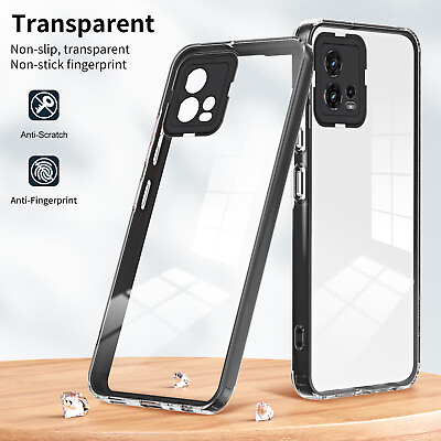 #ad For Motorola Moto G72 Luxury Clear Crystal Hybrid Armor Color Bumper Cover Case