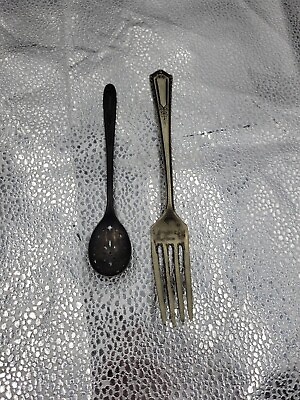 #ad Antique Spoon and Fork Unknown Age and Brand