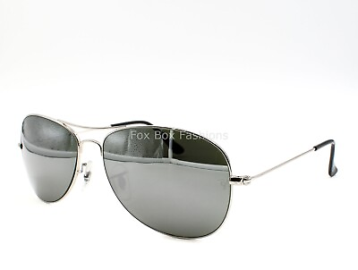 #ad Ray ban RB 3362 003 40 Cockpit Aviator Sunglasses Silver Mirror Flash 59mm