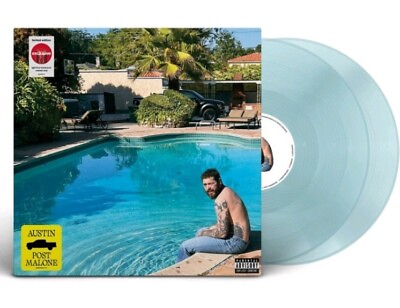 #ad Sealed Creased Cover: Post Malone Austin Vinyl Translucent Light Blue 2 LP