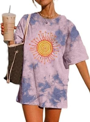 #ad Remidoo Women#x27;s Casual Crewneck Short Sleeve Oversized T Shirt Rainbow Graphic T